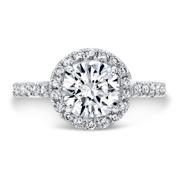 2.32 Ct. Halo Round Cut U-Set & Pave Diamond Engagement Ring H,VS1 EGL