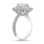 Double Halo Princess Cut Engagement Ring Profile View