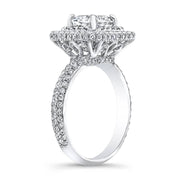 2.29 Ct. Double Halo Micro Pave Princess Cut Diamond Engagement Ring E,VVS2 GIA