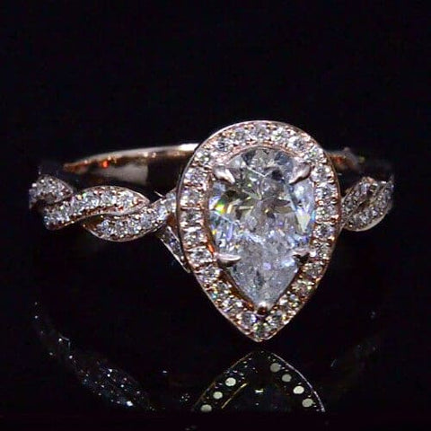Pear Cut Diamond Halo Engagement Ring
