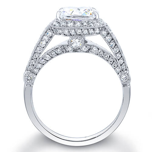 Pave halo cushion cut diamond ring