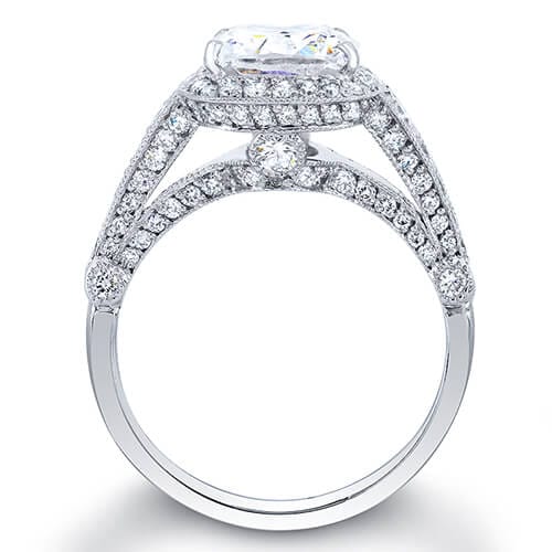 Pave halo cushion cut diamond ring