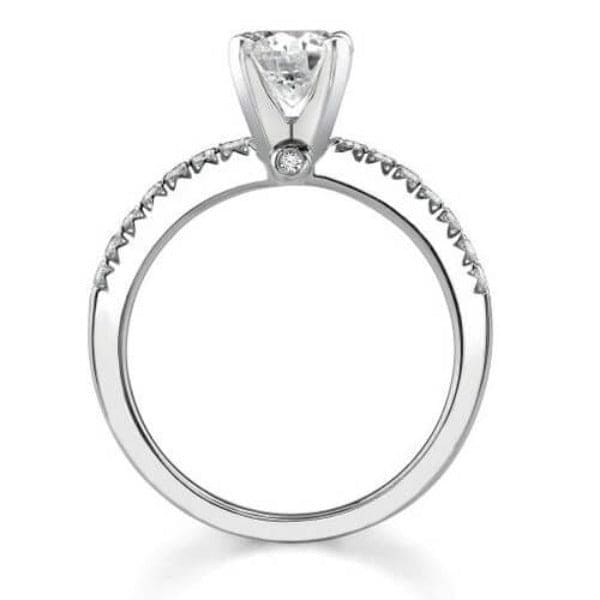 Asscher Cut Diamond Ring Set French Pave Profile View