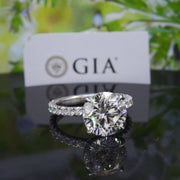 Hidden Halo Engagement Ring Round Cut GIA