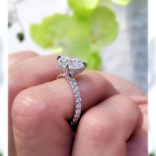 Hidden Halo Engagement Ring Round Cut Side Profile
