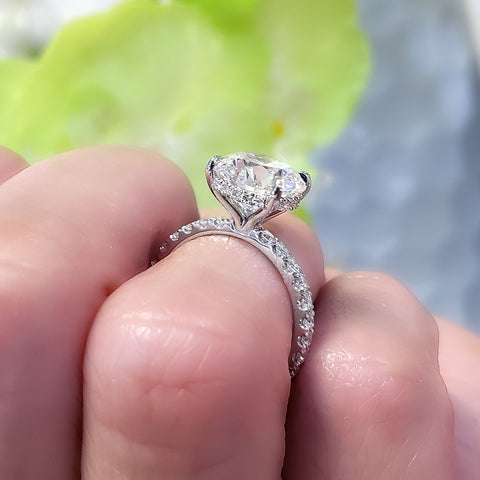 Hidden Halo Engagement Ring Round Cut Side View