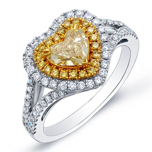 Yellow heart cut diamond ring side view