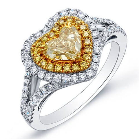 Yellow Heart Cut Diamond Ring Side View