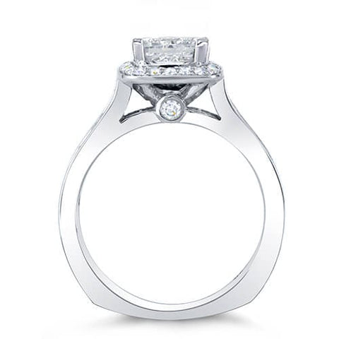 Halo Princess Cut Engagement Ring with Accents Side Profile