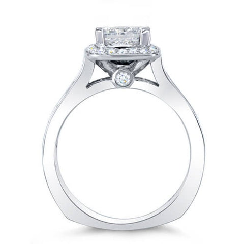 Asscher Halo Engagement Ring with Accents Side Profile