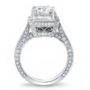 Princess Cut Halo Pave Engagement Ring Side Profile