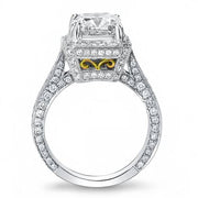 Princess Halo Pave Engagement Ring Side Profile Two Tone