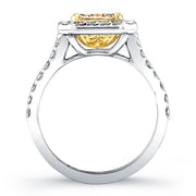 Canary Fancy Yellow Square Radiant Cut Diamond Engagement Ring 