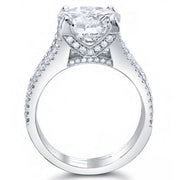 Split Shank 3 Row Pave Engagement Ring Side Profile