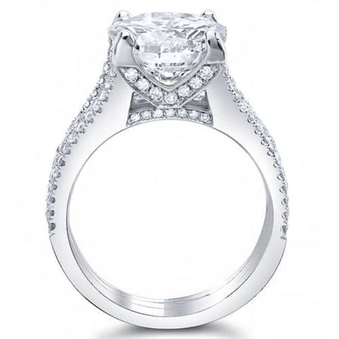 Split Shank 3 Row Pave Engagement Ring Side Profile
