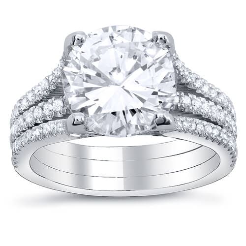 Split Shank Round Cut Engagement Ring Front View