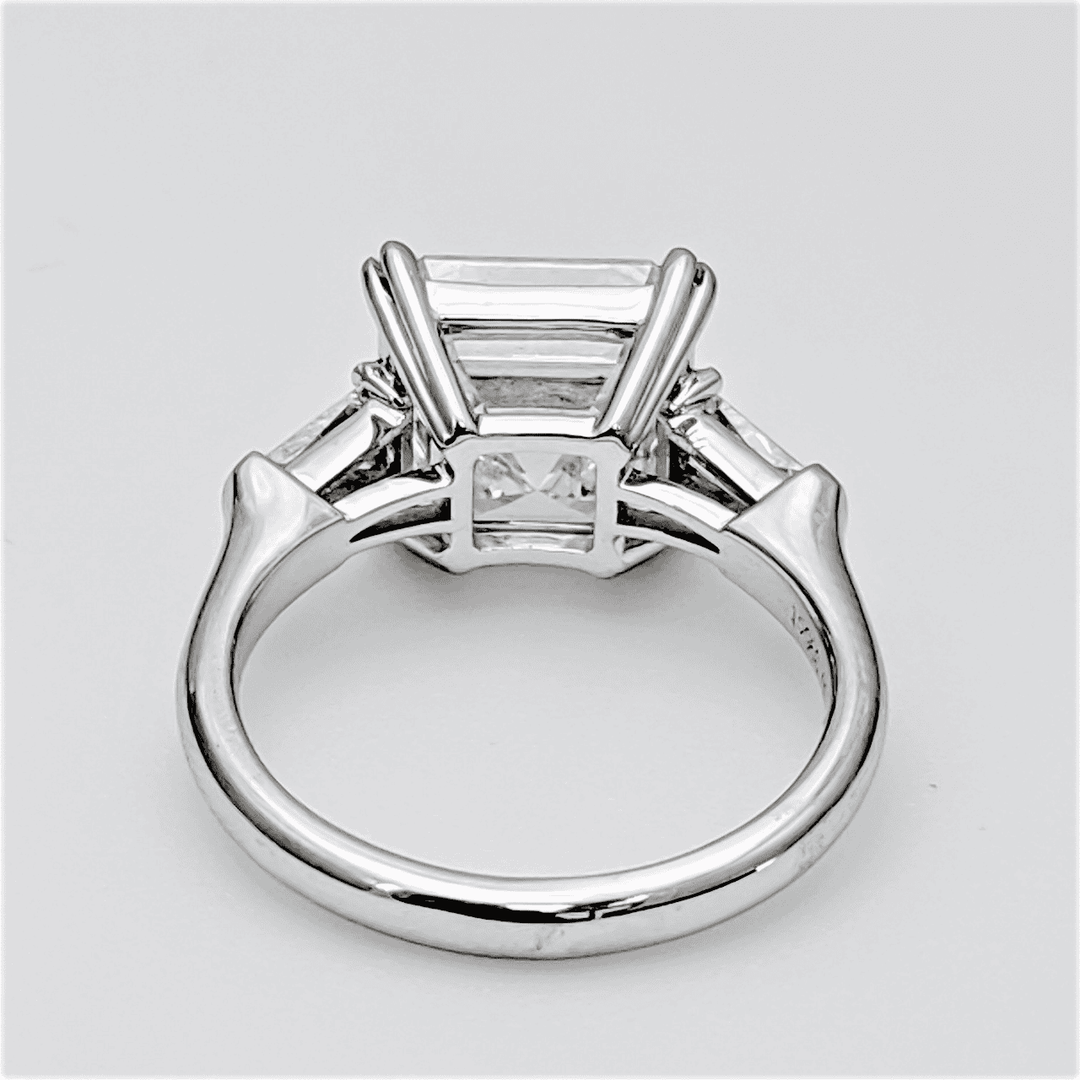 3 Stone Asscher Cut Engagement Ring Side View