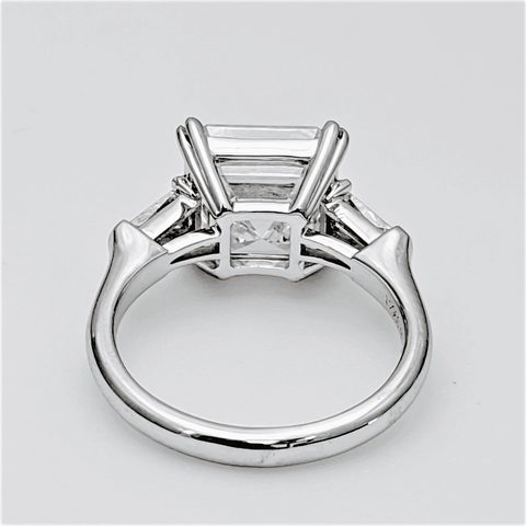 3 Stone Asscher Cut Engagement Ring Side View