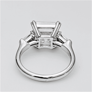 Asscher Cut & Baguettes 3 Stone Diamond Ring Side Profile