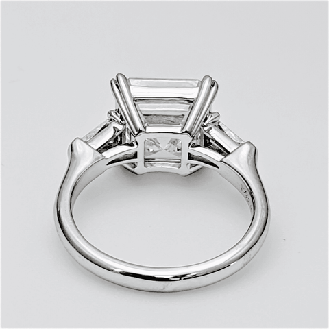 Asscher Cut & Baguettes 3 Stone Diamond Ring Side Profile