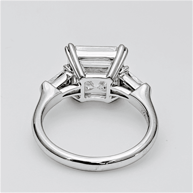 Asscher Cut & Baguettes 3 Stone Diamond Ring Side Profile