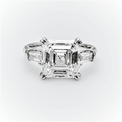 3 Stone Asscher Cut Engagement Ring