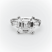 Asscher Cut & Baguettes 3 Stone Diamond Ring