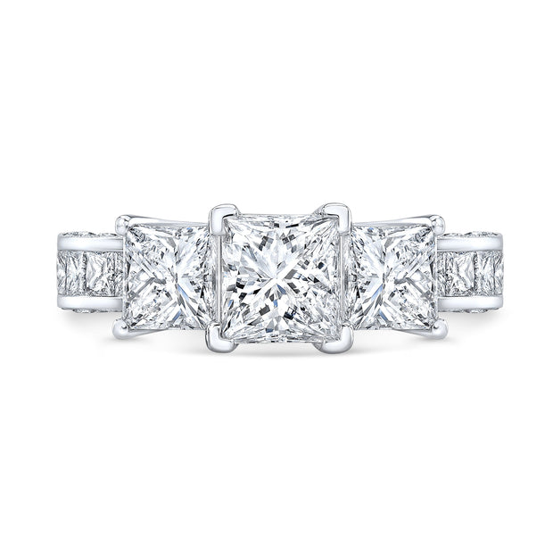 Princess Cut 3Stone Engagement Ring with Accents