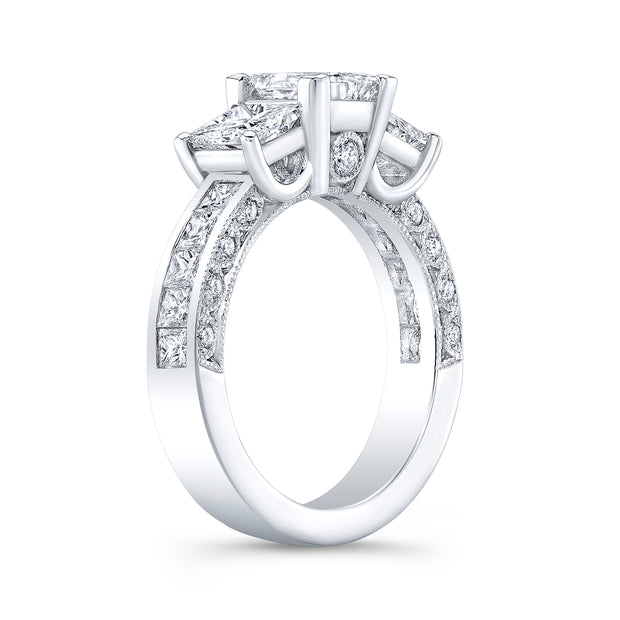 Princess Cut 3Stone Engagement Ring with Accents