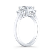 3 Stone Radiant Cut Engagement Ring Profile View