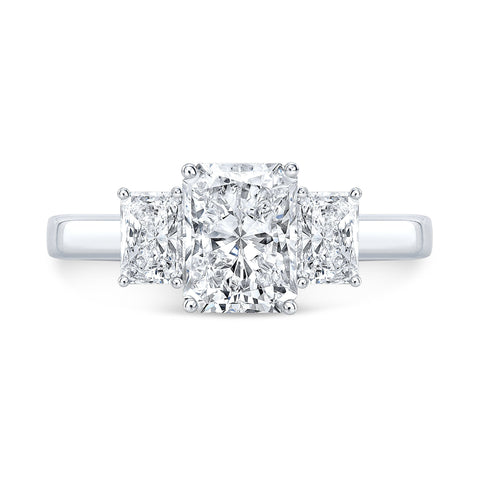3 Stone Radiant Cut Engagement Ring Front View
