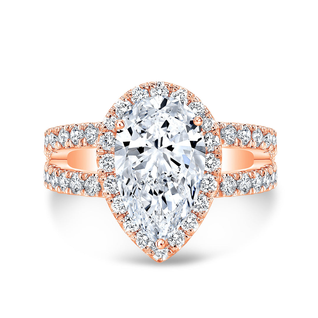 3.90 Ct. Pear Cut Split Shank Diamond Engagement Ring H Color VS2 GIA Certified