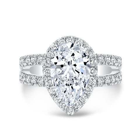 Pear Cut Split Shank Engagement Ring 