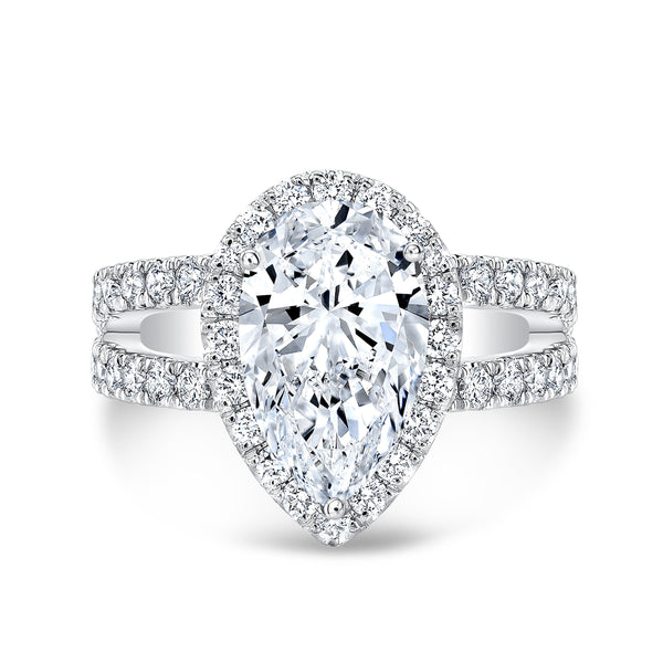 Pear Halo Engagement Ring Split Shank