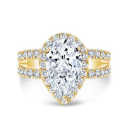Pear Cut Split Shank Engagement Ring in Yellow Gold