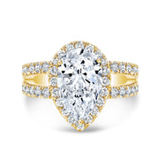 Pear Cut Halo Split Shank Ring Yellow