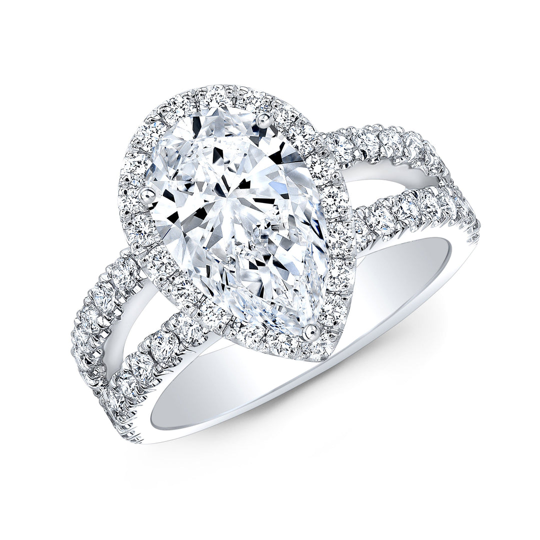 爆売り！ Halo G 2.05Ct Ring, Diamond Shank Split Drop Tear Cut Pear アクセサリー
