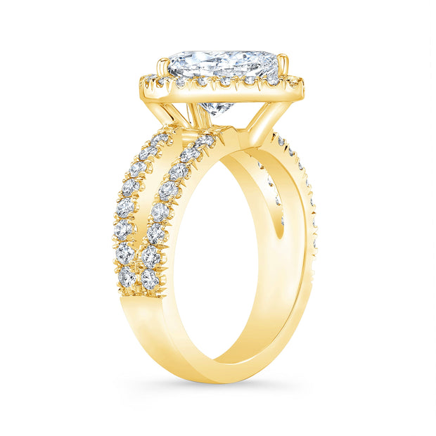 1.85 Ct. Halo Pear Engagement Ring Split Shank H Color VS2 GIA Certified