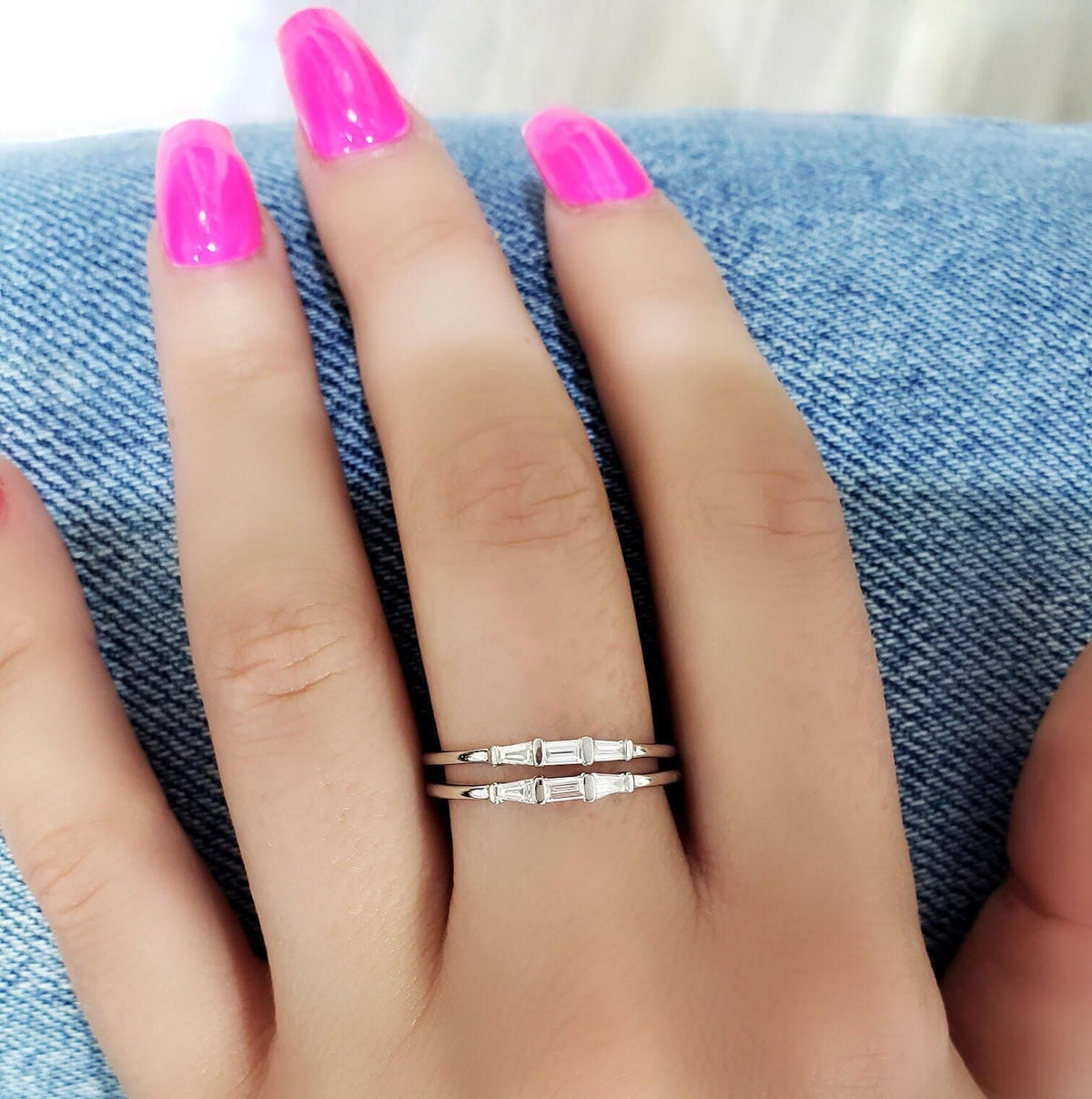 3 stone baguette diamond solitaire ring