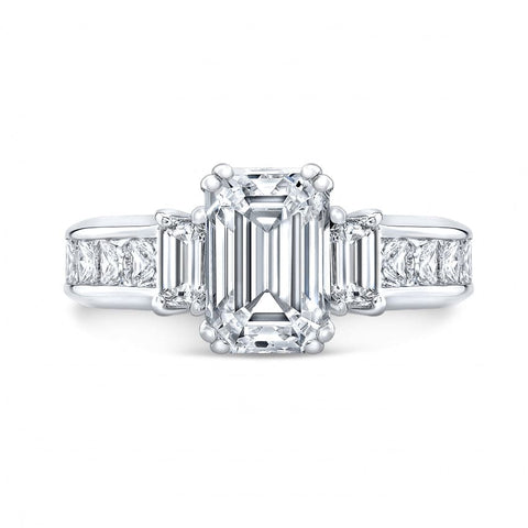 2.00 Ct. Emerald Cut 3 Stone Engagement Ring H Color VS1 GIA Certified