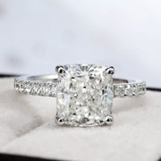 4.25 Ct. Cushion Cut Diamond Ring with Accents I Color VS1 GIA Certified