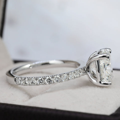 4.25 Ct. Cushion Cut Diamond Ring with Accents I Color VS1 GIA Certified