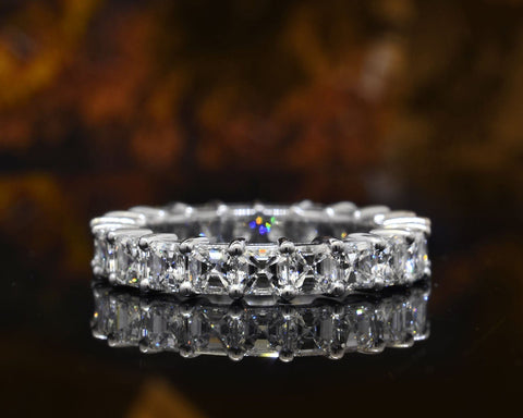 asscher cut eternity band - view from top