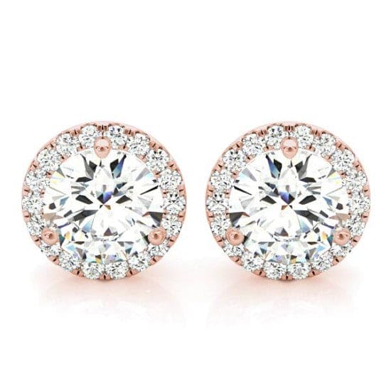 1.10 Ct. Halo Round Cut Diamond Stud Earrings H Color SI1 Clarity