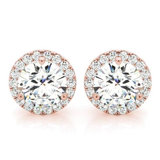 1.0 Ct. Round Halo Diamond Stud Earrings G-H Color SI1 Clarity
