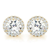 1.0 Ct. Round Halo Diamond Stud Earrings G-H Color SI1 Clarity