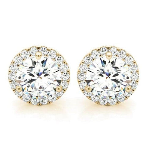 1.0 Ct. Round Halo Diamond Stud Earrings G-H Color SI1 Clarity