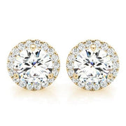 1.80 Ct. Halo Round Stud Earrings H Color SI1 GIA Certified