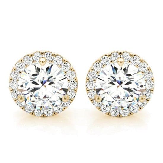 1.80 Ct. Halo Round Stud Earrings H Color SI1 GIA Certified