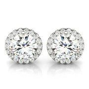 1.0 Ct. Round Halo Diamond Stud Earrings G-H Color SI1 Clarity